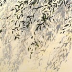 Lomb és árnyék VI. (2019, olaj, vászon, homok, 130x150cm) Leaves and shadow, 2019, oil on canvas,130x200cm